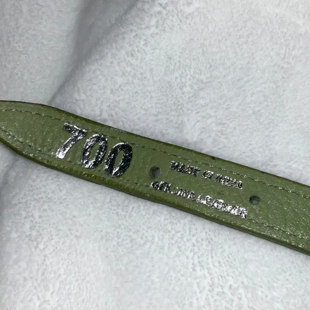 New green braid leather collar 22”
